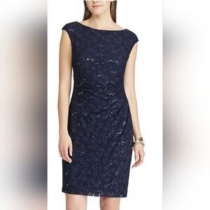 New w/Tags Women's Chaps Lace Sequin Sheath Dress Purple